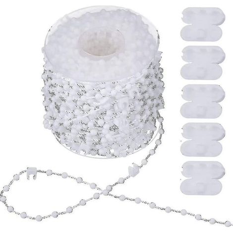 Chaînette de 20 m pour store vertical - Accessoires pour stores verticaux et 5 connecteurs pour cordon - Chaînette inférieure pour lames de 89 mm, blanche (1/5)
