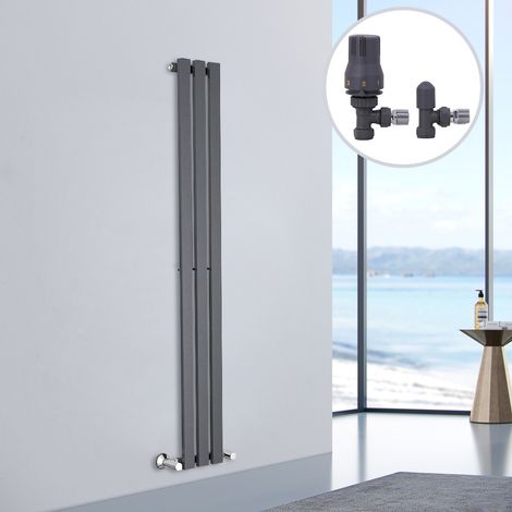 Designer Radiator D Shape Flat Panel Rad Central Heating Rads 1600x200mm Single Anthracite (1/5)