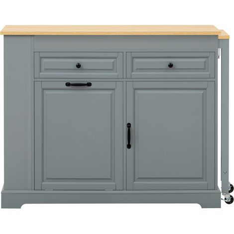 Isola da cucina con ruote estensibile 112-180 x 45 x 92 cm grigio MDF HOMVRA (1/5)