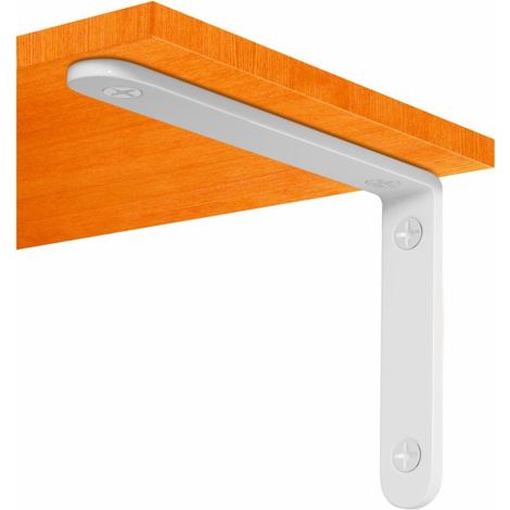 Lot de 8 supports muraux en métal blanc en forme de L (100 x 150 mm), support flottant pour stratifié, support d'étagère mural à monter soi-même (vis incluses). (1/5)