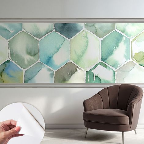 Papier peint autocollant adhésif avec imprimé motifs uniques apparence moderne Hexagones pastel 250x104 cm (1/5)
