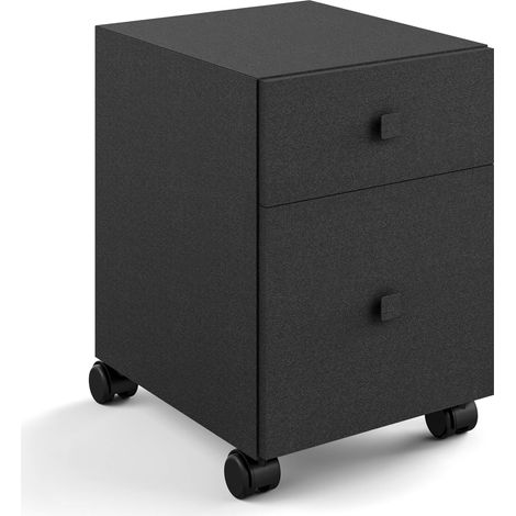 Lineabeta - Base 2 cassetti con ruote Runner in acciaio nero (1/2)