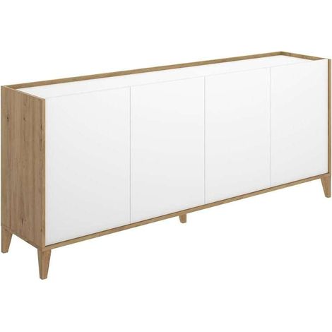 Aparador para salón Mira 4 puertas acabado nordic-blanco, 77.5cm(alto) 184cm(ancho) 40cm(largo).