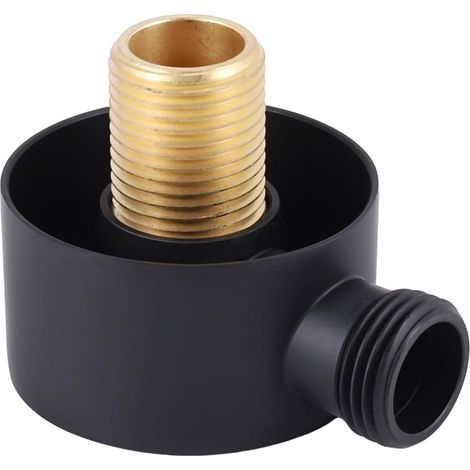 Coude d'alimentation Murale, Accessoires de Connecteur de Tuyau de Douche à Mural Rond en Laiton G1 / 2 Pouces Sortie d'eau pour Douche-Noir (1/5)