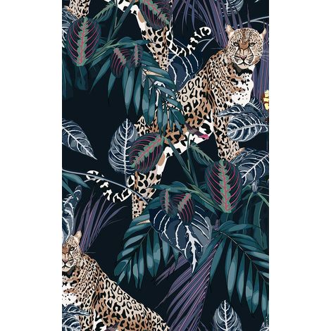 Tableau Leopard et tropique exotique - 50x80cm - made in France (1/5)