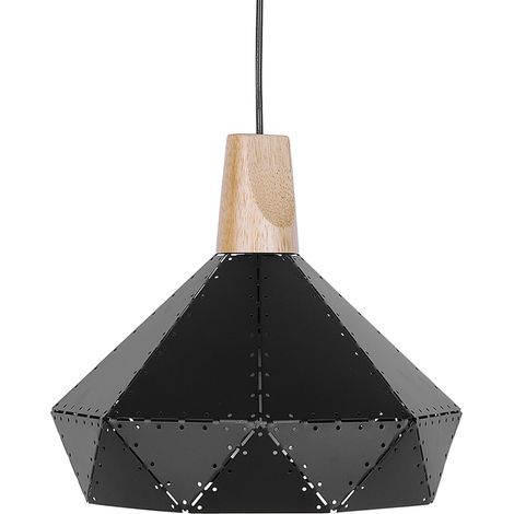 Lámpara colgante con pantalla de metal geométrico industrial negro sala de estar Somme