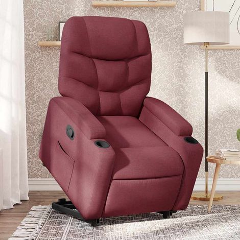 Sillón reclinable elevable tela rojo tinto vidaXL (1/5)