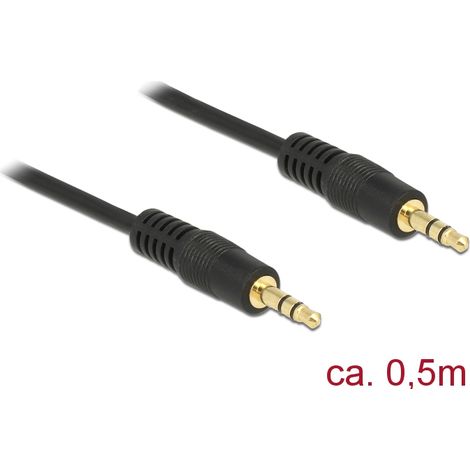 Delock Stereo Jack Cable 3.5 mm 3 pin male  male 0.5 m black (A-70/0,5)