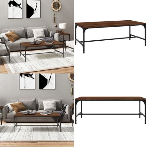 Table basse Chêne marron 100x50x35 cm Bois d'ingénierie - Table Basse - Meuble Industriel - Table D'appoint - Table Salon - Bois D'ingénierie - Home & Living (1/5)