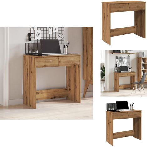 Bureau chêne artisanal 80x40x75 cm bois d'ingénierie - Bureau - Bureaux - Bureau De Travail - Bureau D'écriture (1/5)