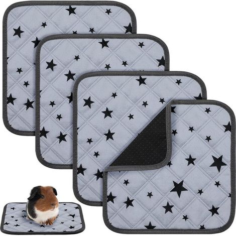 GDHZS- 4 Pcs Tapis de Cage de Cochon d'Inde Literie de Cochon d'Inde en Molleton Absorbants Réutilisables Coussinets Pipi Lavables Antidérapants avec Motifs d'Étoile pour Animaux (30 x 30 cm) (1/5)