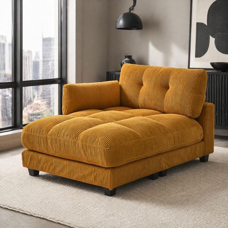Fauteuil lounge côtelé avec USB et porte-gobelets OKMYHOME (1/5)