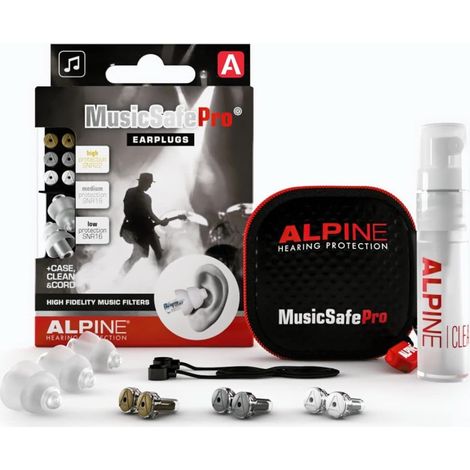 MusicSafe Pro Bouchons d'oreilles Musique : protections auditives musiciens - 3 jeux de Filtres interchangeables - Hypoallergénique & s - Embouts transparents (1/5)