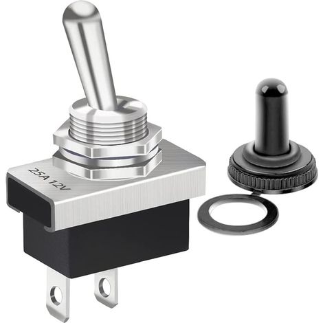 25A 12V SPST EIN/AUS 2-poliger Metall-Wippschalter mit wasserdichter Schutzkappe für Fahrzeuge (1/5)