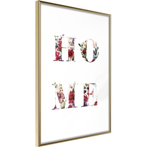 Affiche Murale Encadrée "Floral Home" 30 x 42 cm Or