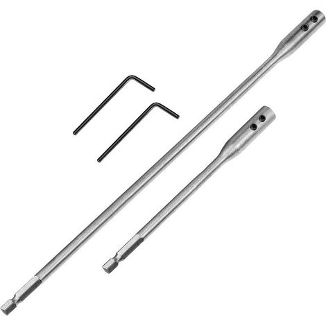 2 Pièces Extension de Foret en Acier à Haute Teneur en Carbone avec 2 Clés Hexagonales, Rallonge Six Pans 1/4" 6,35 mm, Extension de Foret Rallonge, 300mm 150mm (1/5)