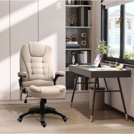 Silla de oficina masajeadora con calefacción, reclinable, regulable, marrón DESVIAE (1/5)