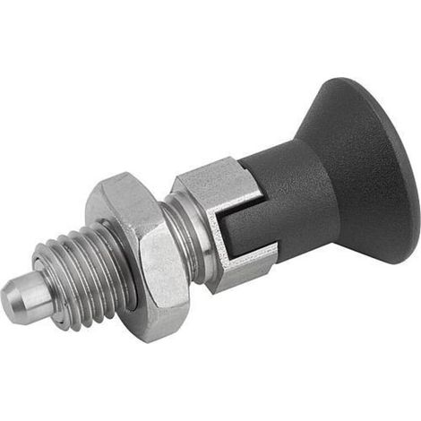 KIPP Arretierbolzen GR.2 M12x1,5 Ø6 Form D Edelstahl mit Kontermutter Rastnut (1/3)