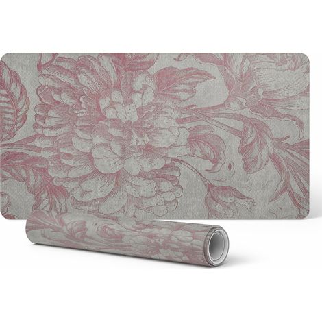 Alfombrilla protectora decorativa para mesa de oficina, adorno floral retro, 90x45 cm.