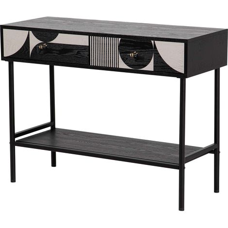 Console MDF Métal Noir Blanc 100X40X77 Cm (1/2)