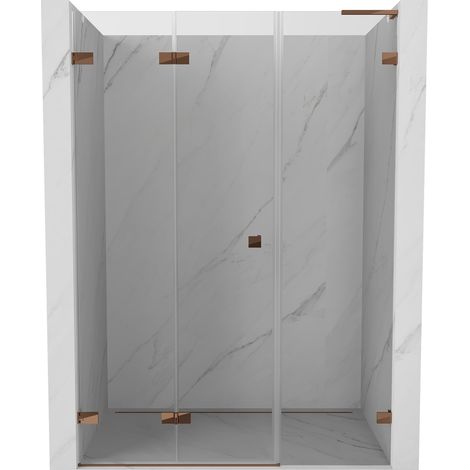 Mexen Lunar-F L porte de douche pliante gauche 110 cm, transparent, or rose - 836SL-110-050-60-00-L (1/5)