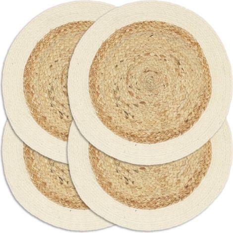 vidaXL Tischsets 4 Stk. Natur 38 cm Rund Jute und Baumwolle