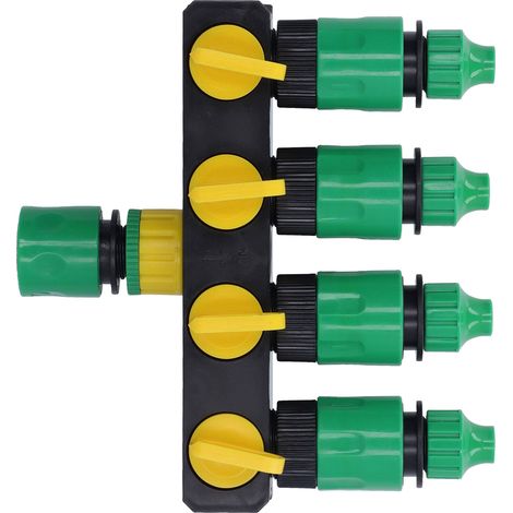 Distributeur de tuyau d'arrosage en ABS, 4 voies en acier inoxydable, durable, pour l'arrosage du jardin, de la terrasse ou de la ferme. (1/5)