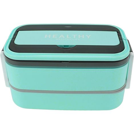 Doppellagige Bento-Box mit Fach aus Edelstahl 316, tragbares Mittagessen mit Besteck für Arbeit, Schule und Büro, 1400 ml, grün (1/5)