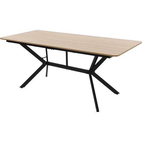 ML-Design Table à Manger Rectangulaire 180x80x75 cm Marron Clair Structure en Acier, pour 6 personnes, Plateau Spacieux pour Intérieur ou Cuisine, Pieds à Vis Réglables en Hauteur, Stable et Moderne