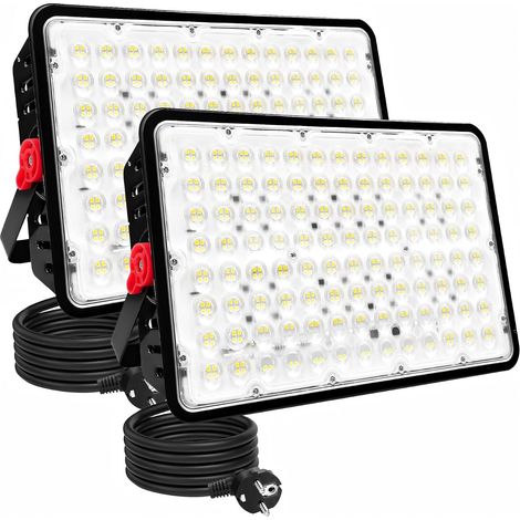 Projecteurs LED Extérieur 400W, Lot de 2 40000LM Spot Led Extérieur IP66 étanche Projecteur Exterieur LED 6500K Blanc Froid Eclairage de Sécurité pour Jardin, Patio, Garage, Terrasse,Atelier (1/5)