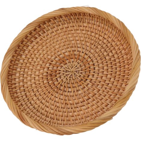 Plateau à fruits en rotin tressé à la main, élégant et traditionnel, en rotin naturel, pour table ou comptoir de cuisine, taille L (1/5)