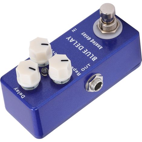 Pédale d'Effet Delay Analogique Mini pour Guitare, True Bypass, Réglage Précision, Accessoire Bleu (1/5)