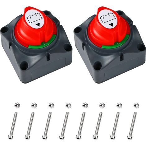 Lot de 2 interrupteurs de batterie 12 V 24 V 48 V, convient pour voiture, camion, camping-car, yacht, coupe-batterie 275 A (1/5)