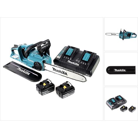 Makita DUC 353 PM2 Motosega a batteria 36V ( 2x18V ) Brushless 35 cm + 2x batteria 4,0 Ah + doppio caricabatterie