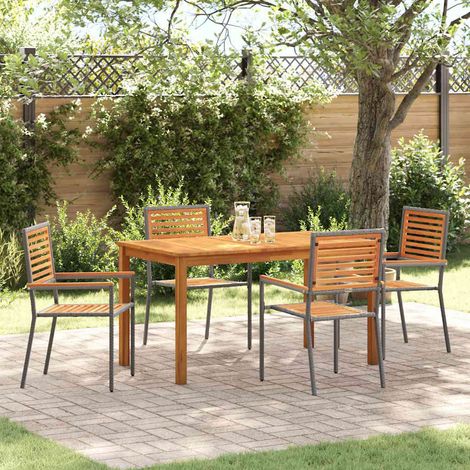 vidaXL Garten Essgruppe 5 pcs Grau Massivholz Akazie (1/5)