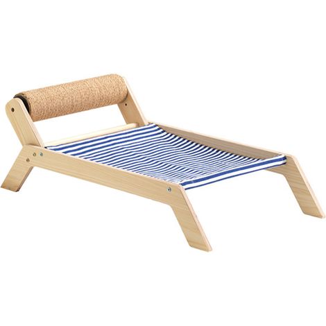 Chaise de plage pour chat, lit surélevé d'été toutes saisons avec grattoir en sisal pour rouleau intérieur et extérieur (1/5)
