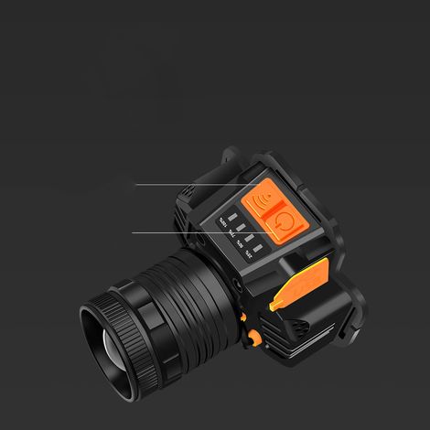 Lampe frontale LED à capteur avec zoom rotatif, torche rechargeable USB, lumière forte jaune, lampe de tête extérieure puissante avec batterie (1/5)