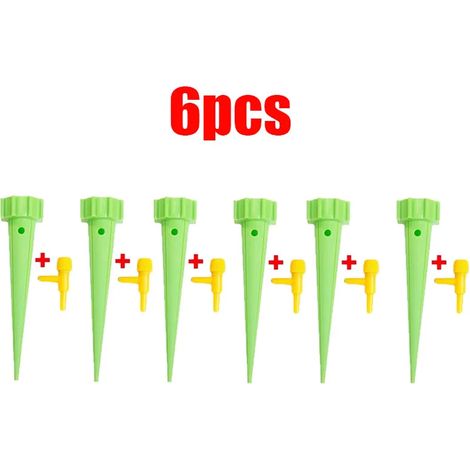(Vert - Lot de 6) Système d'irrigation goutte à goutte automatique réglable pour bouteilles d'eau, avec goutteur intégré, pour plantes d'intérieur et serres. (1/4)