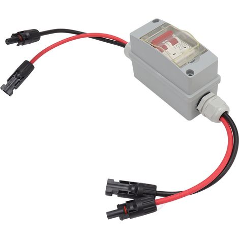 Disjoncteur MCB 2P DC 500V 32A avec boîtier de distribution étanche IP65, câble et connecteur PV (1/5)