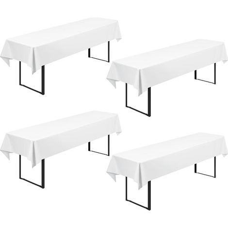 4er Set Biertischhussen 250x100cm Weiß, Polyester, Waschbar