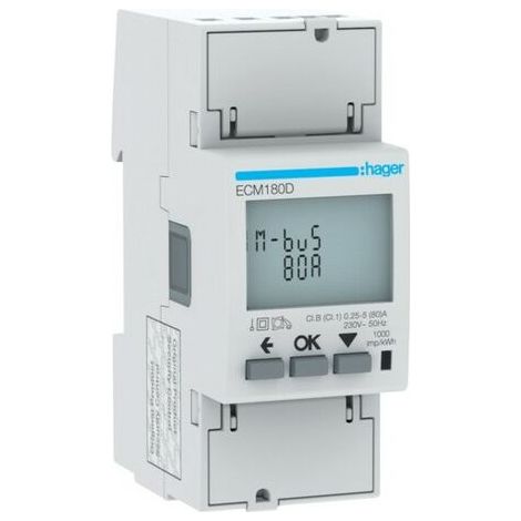 COMPTEUR MONO 80A MBUS MID - GESTION DU BATIMENT HAGER ECM180D (1/3)