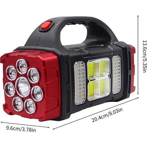 Lampe de camping solaire rechargeable pour l'extérieur, lampe LED étanche, lampe multifonctionnelle 4 modes, chargement solaire ou usb, puissance de chargement de téléphone portable 2400 mAh, Spécific (1/4)