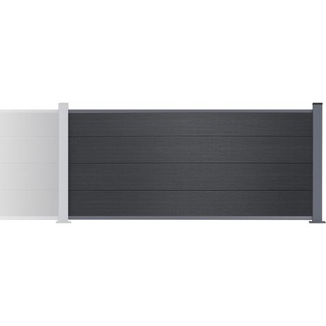 Kit extension Clôture bois composite 2m STOCKHORN H.90cm sur platine gris (1/5)