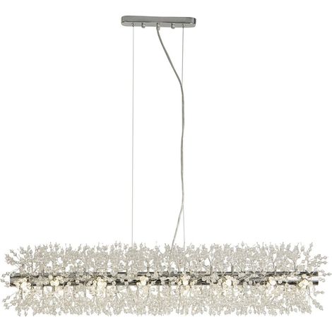Searchlight Sunburst Lampada a sospensione con 16 barre luminose cromate, perle di vetro (1/5)