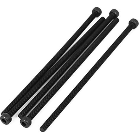 Vis à tête hexagonale M4x110mm entièrement moletée noire, 5 pièces (1/2)