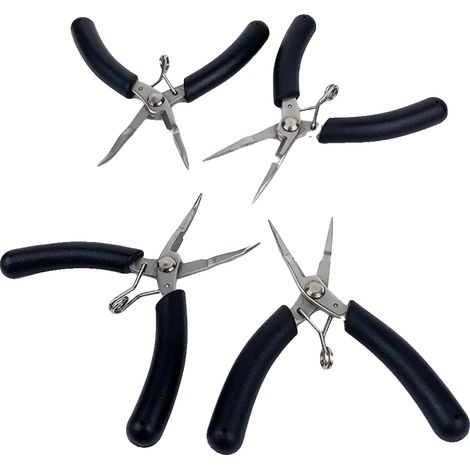 Spitzzangen, gezahnte Backen, ergonomischer Griff, schwarz 4 Stück (1/2)