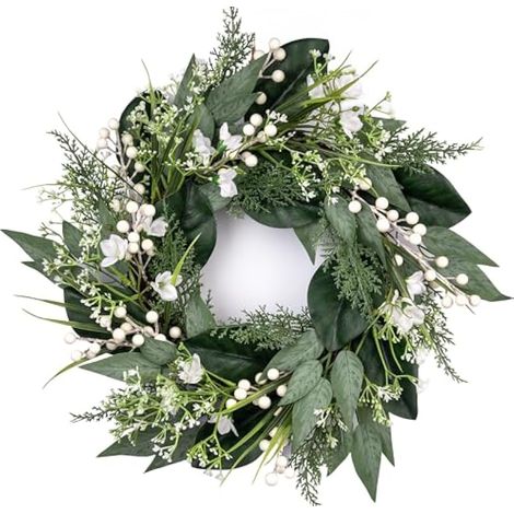 Couronne de printemps de 50,8 cm pour porte d'entrée, couronne d'eucalyptus pour porte d'entrée, fenêtre, décoration de mariage, maison, porche, ferme, terrasse, jardin, décoration toutes saisons (1/5)