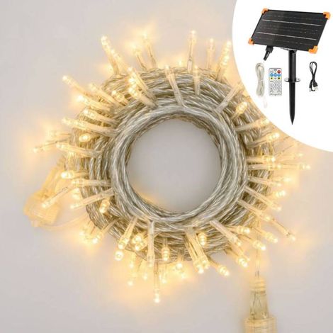 Guirlande lumineuse solaire 50M 500 LED blanc chaud câble transparent SMART Connect Lotti (1/5)