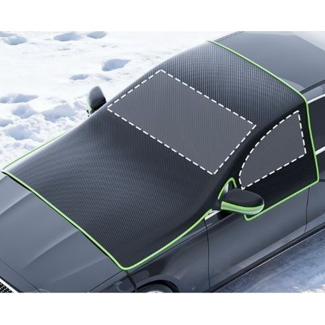 Voiture en Tissu Oxford, Protection Anti-Neige Anti-Givre Anti-Frost Hivernale, Semi-Housse Automobile Universelle Bordure Verte, Noir, Saisons contre Pluie, Soleil, Poussière, Emballage en Sable Mat (1/4)