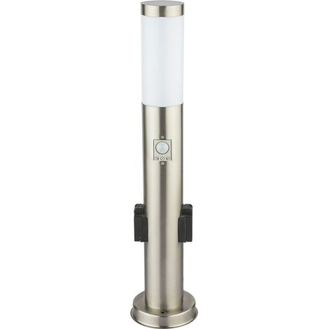 Globo – Lampe sur pied détecteur de mouvement IP44 – Acier inoxydable – 2 douilles E27 – Hauteur 60 cm – 3158KS (1/7)